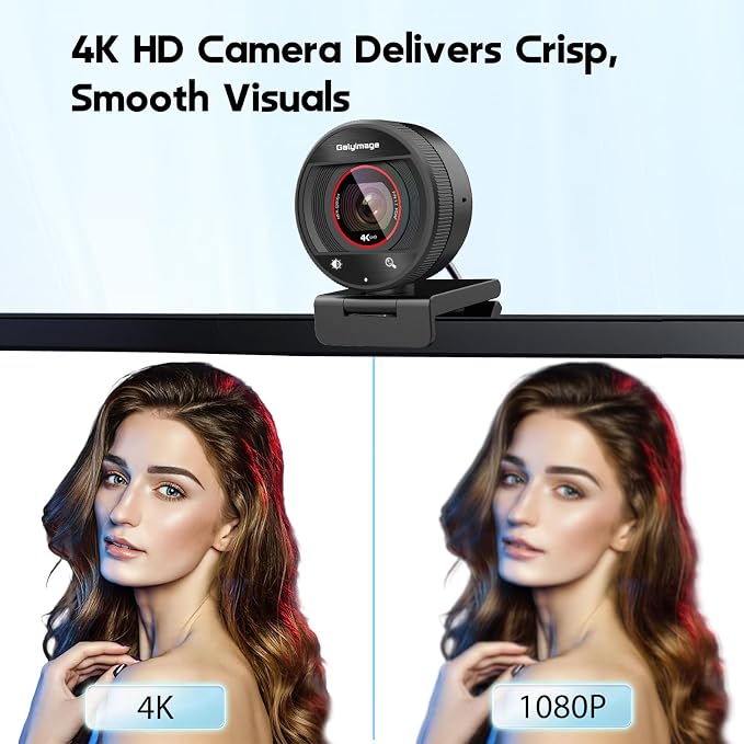 4K Webcam for PC - Computer Camera with PDAF USB Webcam with Microphone & Privacy Cover, 1080P@60FPS Streaming Camera, USB 2.0 Plug&Play, 8X Digital Web Cam w/ 78°View for Meeting/Zoom/Teams