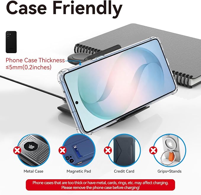 Geyo Wireless Charger for Samsung Galaxy Z Flip 7/6/5/4/3, 3 in 1 Foldable Charging Station for Motorola Razr, Portable Travel Charger for Phone, Galaxy Watch & Buds, Black (PD Adapter Included)