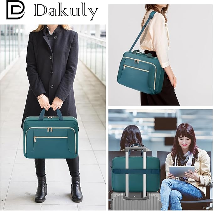 Laptop Bag 17.3 Inch Laptop Briefcase Large Waterproof Laptop Case for Men Women Business Office Work Computer Bag 17 Inch Adjustable Shoulder Messenger Bag, Dark Green