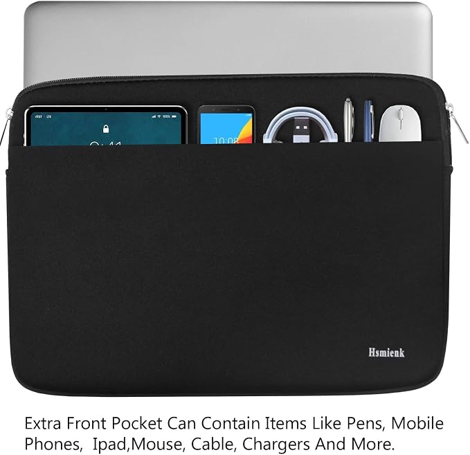 Laptop case 14 inch, Shockproof Protective Notebook Cover Bag with Accessory Pocket, Durable Carrying Laptop Sleeve Compatible for MacBook HP Lenovo Dell Asus Acer, Black