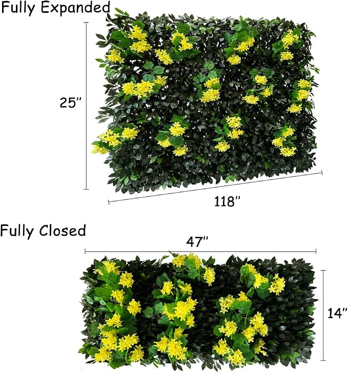 GLANT Expandable Fence Privacy Screen for Balcony Patio Outdoor,Decorative Faux Ivy Fencing Panel,Artificial Hedges (Single Sided Leaves) (1, Branches -Yellow Muxiang)