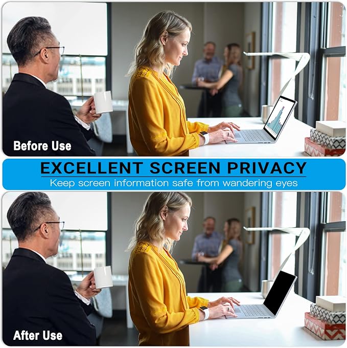 FILMEXT 14 Inch Laptop Privacy Screen Compatible with Lenovo Hp Dell Acer Asus Thinkpad Envy Xps -16:10 Aspect Ratio, Removable computer laptop privacy screen filter anti-blue light Anti Spy Shield