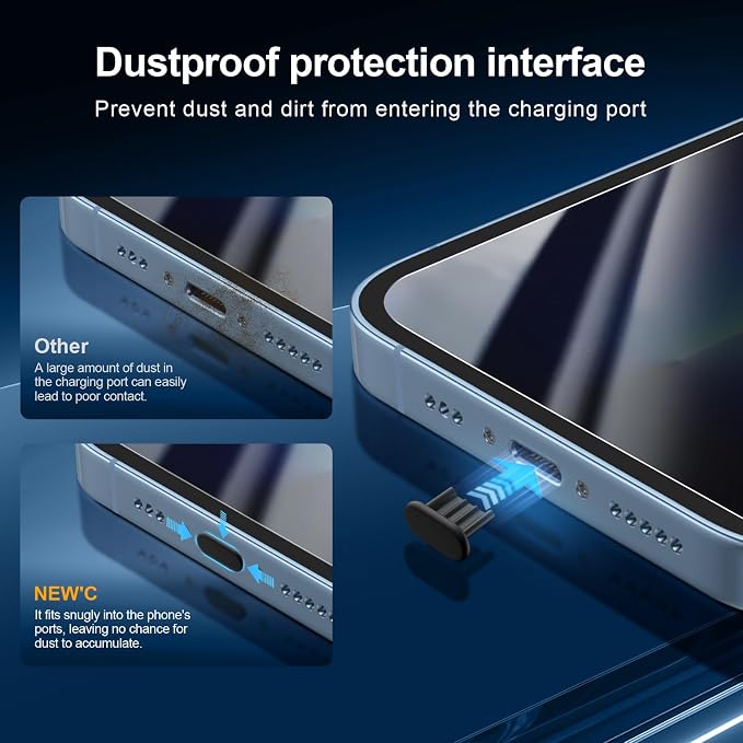 NEW'C 3x Privacy for iPhone 13 Pro Screen Protector (6.1 inches)+ 3x Camera Lens Protector, Sensor Protection,Case Friendly Tempered Glass Film + Dust Plug- Enhanced Privacy Angle of 28 Degrees