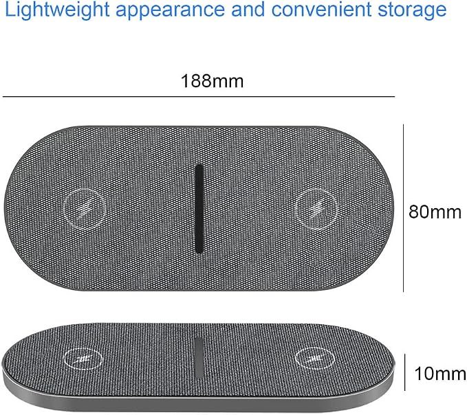 Dual 20W Wireless Charger for Multiple Devices, 40W Fast Wireless Charging Pad/Mat for Apple iPhone, AirPods, for Samsung Galaxy, Google Pixel