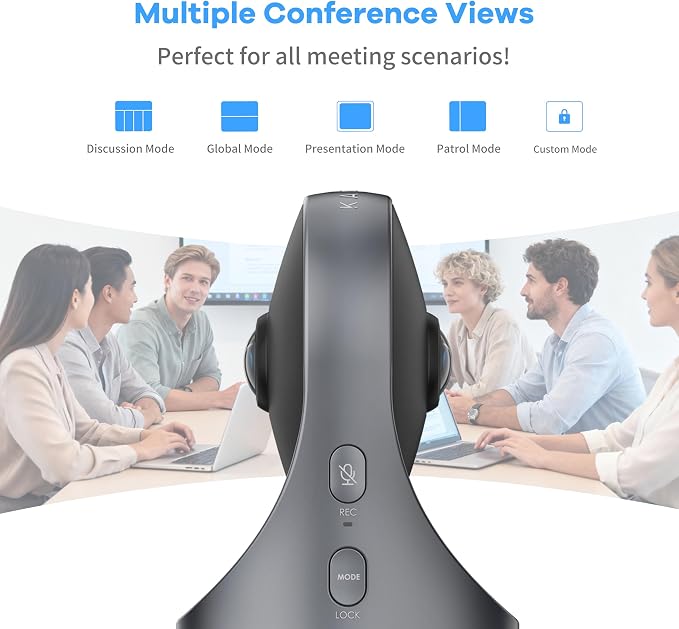 KanDao Meeting Pro 360-degree Video Conference Camera with Microphones and Speakers, AI Tracking, Smart Zooming, Automatic Focus, 4-in-one Standalone Meeting Room Camera System, Wi-fi/HDMI/USB