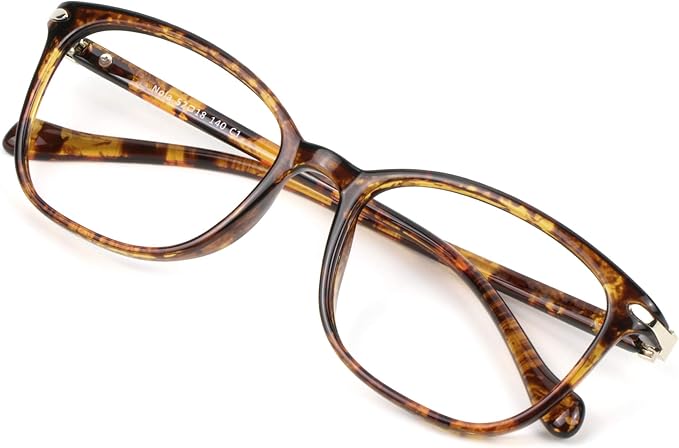 VisionGlobal Blue Light Blocking Glasses for Women/Men, Anti Eyestrain, Computer Reading, TV Glasses, Stylish Square Frame, Anti Glare(Tortoise,No Magnification)