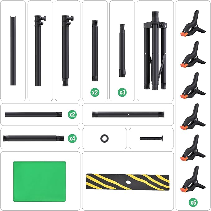 Forlogic Green Screen Backdrop Kit with Stand, 8x7.2ft Portable GreenScreen Background Stand for Streaming Video and Photography Shoots