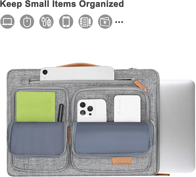 MOSISO 360 Protective Laptop Case 15 inch, Laptop Sleeve Compatible with MacBook Air 15 M5 A3448 M4 A3241 M3 A3114 M2 A2941,Dell XPS,Side Open Carrying Computer Bag with 5 Accessory Pockets&Belt, Gray