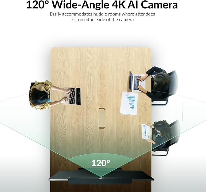 4K Conference Room Camera System with AI Auto Framing, Speaker & Presenter Tracking, Magnetic Privacy Cover, 120° Wide Angle, 5X Zoom, 4-Mic Array & Dual Speakers, USB for Teams, Zoom, Google Meet