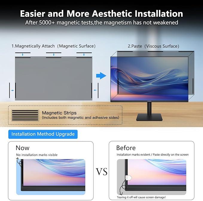 2-Pack 24 Inch Computer Privacy Screen Filter, Anti-Spy/Glare Protector Film for Widescreen Monitor with 16:9 Aspect Ratio