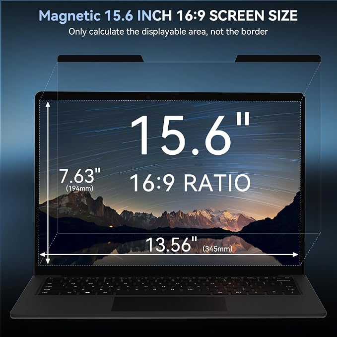 Mamol Magnetic Laptop Privacy Screen 15.6 inch ,16:9 Aspect Removable Anti Glare Protector Blue Light Privacy Screen Filter,Filter Shield Compatible with HP/Dell/Acer/Asus/Samsung/Lenovo/Thinkpad Envy