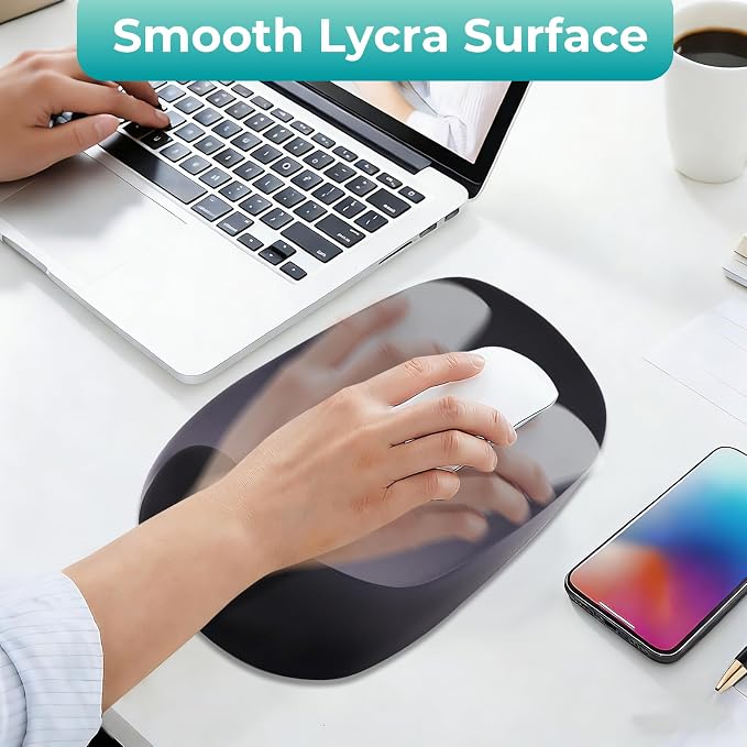 Mouse Pad with Wrist Rest Support, Ergonomic Mousepad with Comfortable Gel Cushion, Gaming Mouse Pad with Non-Slip PU Base, Relieve Pain Relief, for Home Office Computer Laptop, Black