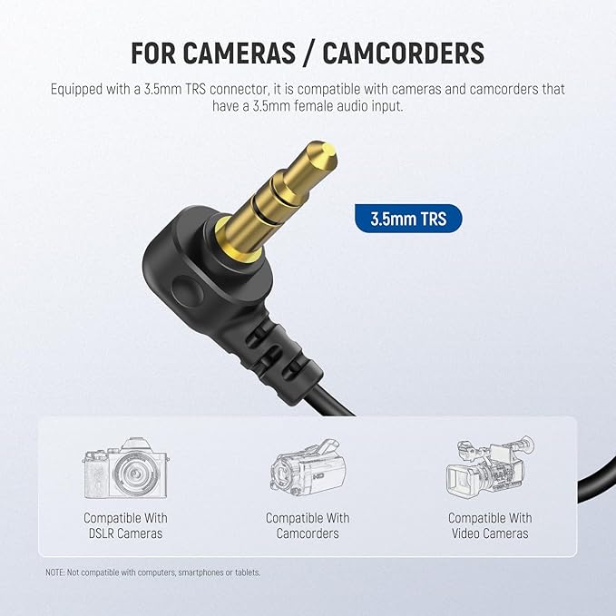 NEEWER Mini Lavalier Microphone (2 Pack), 6.6ft/2m Clip On Wired Condenser Lapel Mic with 3.5mm TRS Plug, Compatible with DJI Mic 2, Rode Wireless Go II, NEEWER CM28 CM31 Camera, LM5