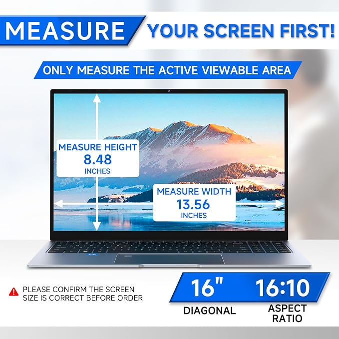 ZOEGAA 4-way 360°Laptop Privacy Screen For 16 Inch 16:10 Computer, Removable Privacy Screen For Computer Monitor, Anti Glare And Blue Light, Compatible With HP Dell Lenovo Asus Samsung Acer Thinkpad
