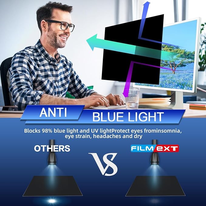 [2 Pack] 24 Inch Computer Privacy Screen , 16:9 Aspect Ratio Monitor Privacy Filter with Anti-Glare, Anti-Blue Light & Anti-Spy Protection, Removable Anti-Scratch Screen Protector for 24-Inch Widescreen Monitors