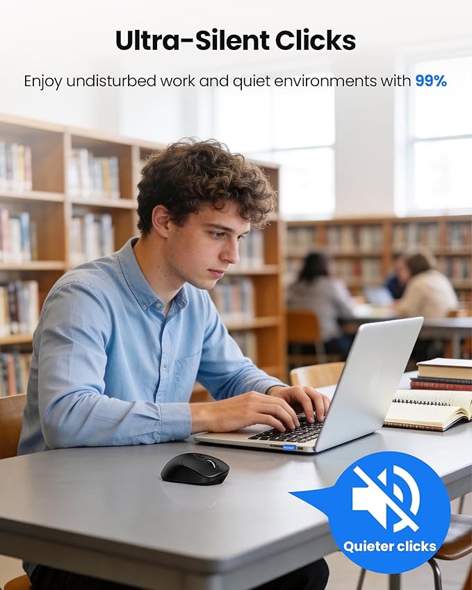 TECKNET Wireless Mouse Bluetooth 5.0/3.0 & 2.4G Rechargeable, Silent Clicks, Adjustable 4800 DPI, 6 Buttons, Ergonomic Design, Bluetooth Mouse for Laptop, Computer, ipad