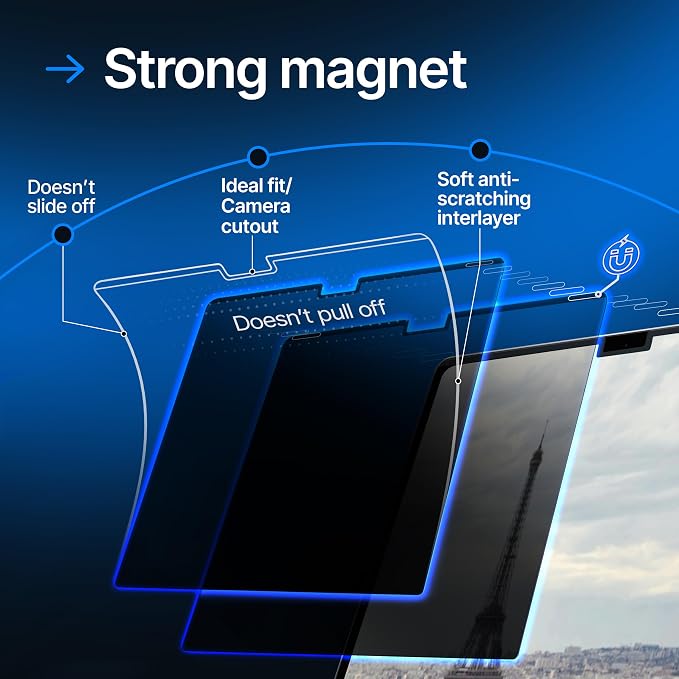 Magnetic Privacy Screen Compatible with MacBook Air 13.6" 2022, 2023, 2024, 2025, M2, M3, M4 Anti-Blue Light Laptop Screen Protector Filter Blue Light Blocking Filter