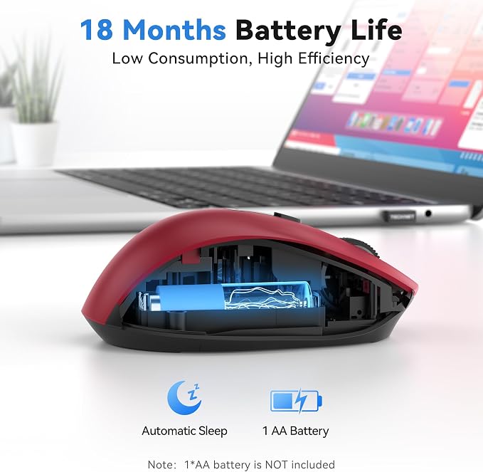 TECKNET Wireless Mouse for Laptop, Silent Mouse Quiet Click, Computer Mice Wireless, 6 Adjustable 4000 DPI Computer Mice