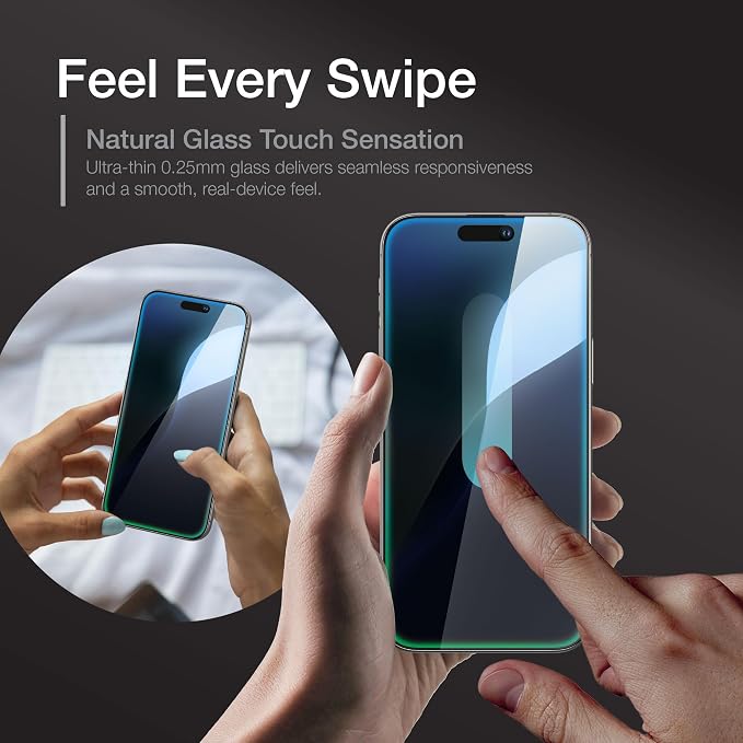 AMAZINGthing for iPhone 16 Plus [Titan - Full Glass] Screen Protector, Ultra Clear, 9H Tempered Glass, Built-in Dust Filter Full Coverage, Case‑Friendly, Oleophobic, Easy Installation, 2 Pack