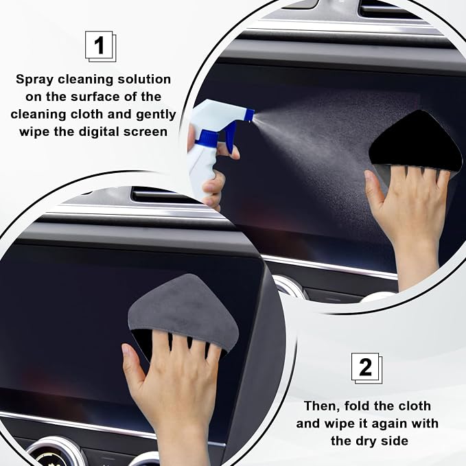 BFXM Car Screen Cleaner, 4.1''×4.1'' Microfiber Dashboard Wipes, Square Microfiber Cloth, Automotive Display Wipes,Vehicle Screen Cleaner Tool for Dashboard Display, Car Interior Tool (Black)