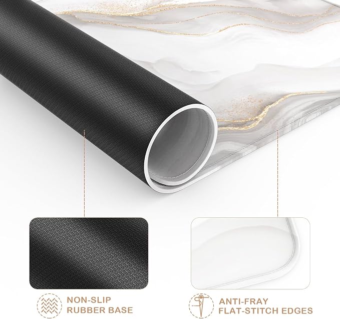eulps Mouse Pad with Stitched Edge, Multiple Patterns Computer Mouse Pads with Non-Slip Rubber Base, Washable Cloth Mousepad, for Gaming, Laptop, PC (Ivory Marble)