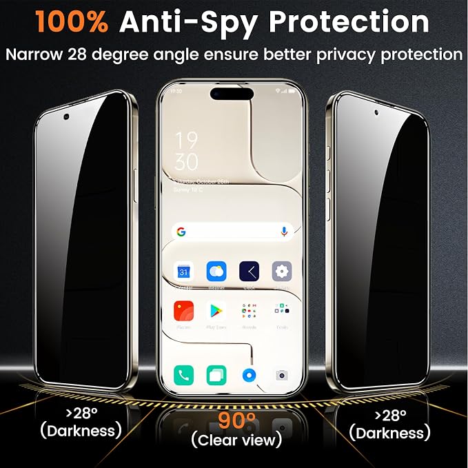 Lesakit 4 Pack Privacy Screen Protector for iPhone 17 Air 6.5-Inch with 4 Pack Camera Lens Protector, Anti Spy Tempered Glass Film 9H Hardness Bubble Free Case Friendly