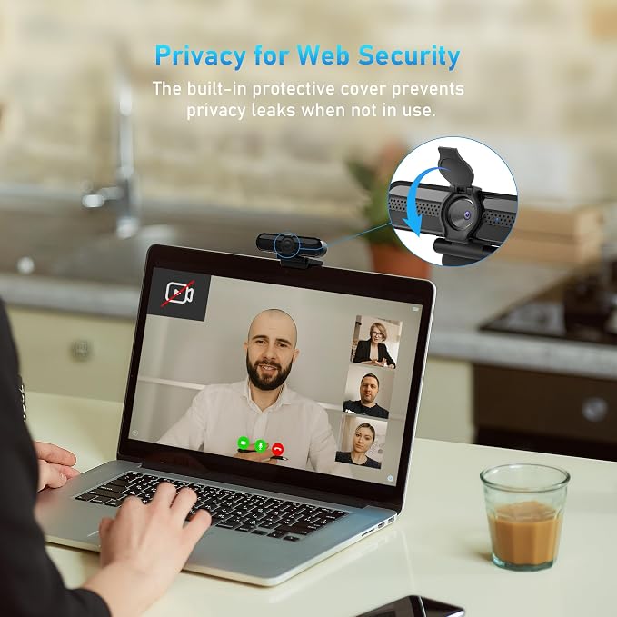 2K Webcam, FHD Computer Streaming Camera with 2K/30fps, 1080P/60fps, Autofocus, Dual Noise-Cancelling Microphones and Tripod, for Computer/Zoom/Skype/Teams/Laptop/MacBook/Windows