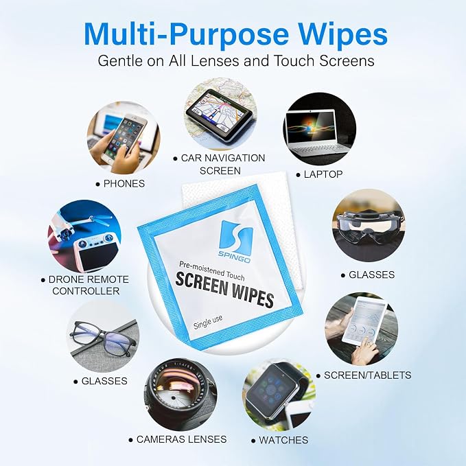 Screen Wipes, Screen Cleaner Wipes for Electronics, Pre-moistened Cleaning Wipes for Phone, Laptop, Computer, Monitor, Touch Screens, Eyeglasses,Streak-Free Formula (200 Count)