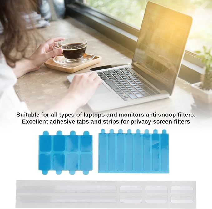 Privacy Screen Adhesive Strips and Plastic Slide Mount Holder Tabs for Computer Monitors and Laptops, Mount for Privacy Screen Protector Privacy Filter, 5 Set Replacement Kits