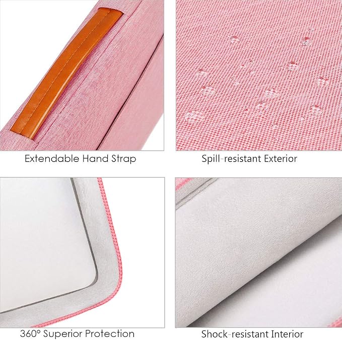 Lacdo 360° Protective Laptop Sleeve Case for 14 inch MacBook Pro M5 Pro/Max A3426 A3427 (2026), M5/M4/M3/M2/M1 A3434 A3112 A3401 A3185 A2918 A2992 | 13.8 inch Surface Laptop 7th Computer Bag, Peach