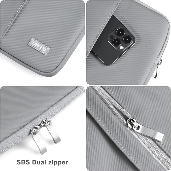 PU Leather Portable Monitor Case 15.6 Inch, Protective Carrying Sleeve for Most 15.6 in Monitors,Water Resistant Portable Computer Laptop Display Bag with Accessory Pocket,Size-15.3"x9.8" Gray