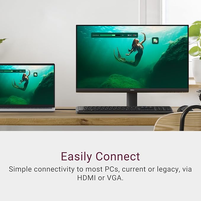 Dell 24 Monitor - SE2425HM - 23.8-inch Full HD (1920x1080) 16:9 100Hz Display, IPS Panel, 16.70 Million Colors, Anti-Glare, 1 HDMI / 1 VGA Port, TÜV Rheinland 3-Star*, Comfortview Plus - Black