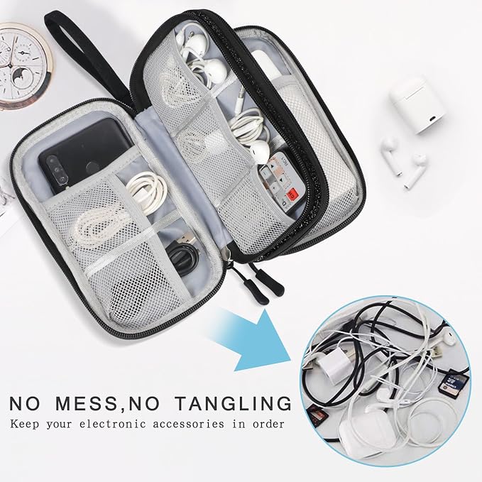 Skycase Electronic Organizer Travel Case - Waterproof Travel Cord Pouches for Organization, Cable Organizer, All-in-One Double Layers Storage Bag for Accessories, Charger, Cable - Medium