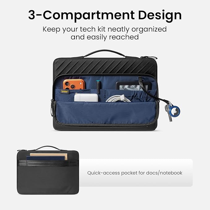 tomtoc 360 Protective Laptop Carrying Case for 2026 16-inch MacBook Pro M5 Pro/Max A3428 A3429, M4/M3/M2/M1 Pro/Max, Water-Resistant Laptop Bag Sleeve with Accessory Pocket for The New Razer Blade 15