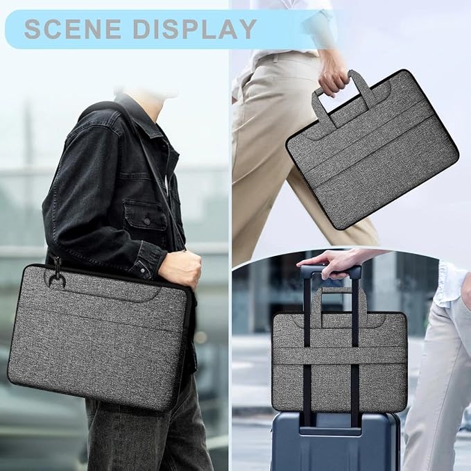 Hseok Laptop Shoulder Bag 17-17.3 inch Case, Durable Shockproof Protective Briefcase with Multi-Pockets Compatible with Lenovo Most 17-17.3 inch HP Acer Dell ASUS MSI Notebooks,Dark gray-black