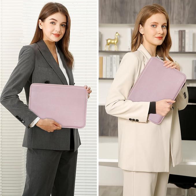 MOSISO Laptop Case 17.3 inch, 17-17.3 inch Laptop Sleeve Bag Compatible with Dell XPS/HP Pavilion/Ideapad/Acer/Alienware/HP Omen Notebook, Neoprene Computer Sleeve Bag with Small Case, Baby Pink
