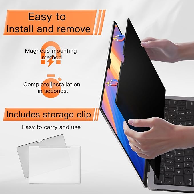 Mamol Privacy Screen for MacBook Air 15 Inch 2023-2026 (M2 M3 M4 M5), Magnetic Removable Anti Glare Blue Light Filter Protector