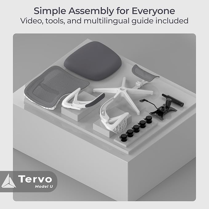 Tervo Model U | Folding Office Chair for Small Spaces | Ergonomic Design with High Rebound Mesh | Computer Desk Chair for Gaming | For Adults & Kids | Foldable & Compact with Flip Up Arms