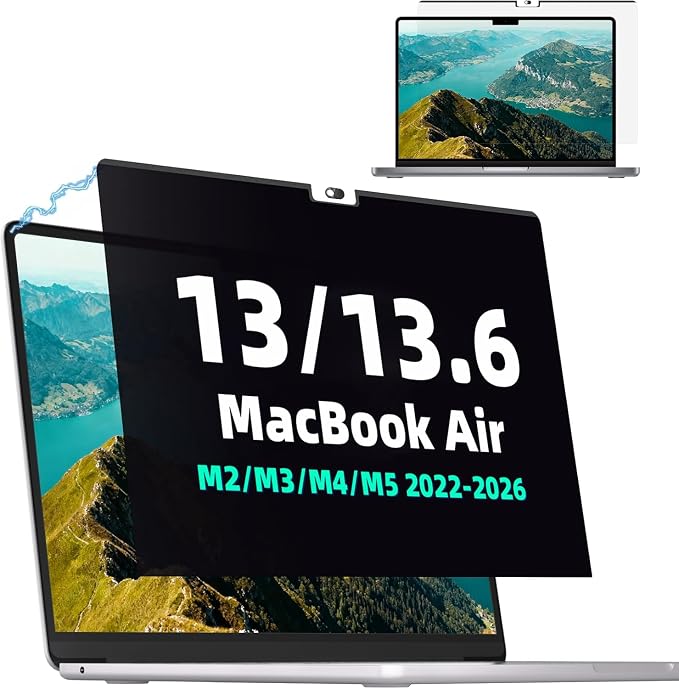 Magnetic Privacy Screen for MacBook Air 13.6/13 Inch (2022-2026, M2, M3, M4, M5),Removable Anti Glare Blue Light Filter for Mac 13.6In Laptop Privacy Filter Shield Protector