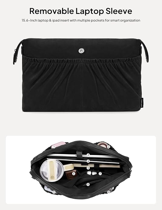 TOPEAST Laptop Tote Bag for Women with Removable Laptop Sleeve Lightweight 15.6" Work Shoulder Bag Leather Computer Handbag