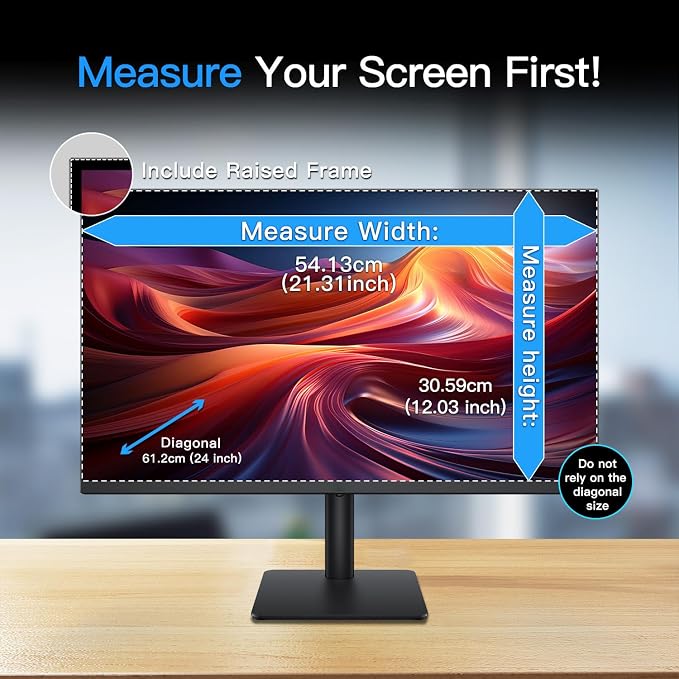 2-Pack 24 Inch Computer Privacy Screen Filter, Anti-Spy/Glare Protector Film for Widescreen Monitor with 16:9 Aspect Ratio