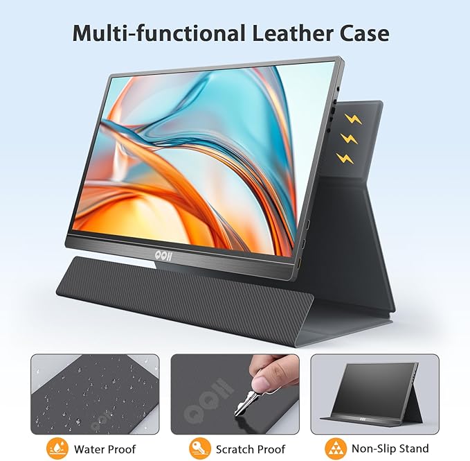 QQH Portable Monitor, 15.6inch FHD IPS 1080P Travel Portable Monitor for Laptop, USB-C HDMI HDR Second Screen for Laptop, Mac, Phone, Xbox, PS5/4