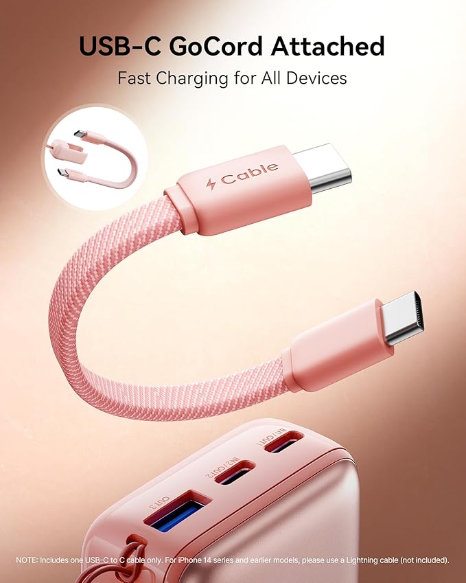 INIU Portable Charger, Ultra Mini 10000mAh 45W Fast Charging Power Bank, USB C Battery Pack with Cable, Flight-Safe Travel Powerbank for Premium Ultra Pro Luxury Pocket Size, Light Purple