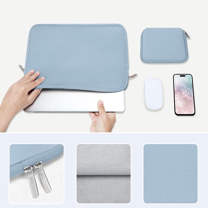 MOSISO Laptop Case 15 inch, 15 inch Laptop Sleeve Bag Compatible with MacBook Air M5 A3448 M4 A3241 M3 A3114 M2 A2941 2026-2023, Dell XPS, Neoprene Computer Sleeve Bag with Small Case, Airy Blue