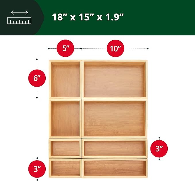 ROYAL CRAFT WOOD Bamboo Jewelry Organizer Box & Chests Set - Versatile Storage Solution for Makeup, Jewelry, and Bathroom Essentials (8 Boxes)