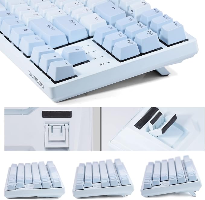 DURGOD Taurus K320 TKL Mechanical Keyboard | 87 Keys Tenkeyless | USB C Wired | Doubleshot PBT Keycaps | Programmable Keys | NKRO Rollover | Windows & Mac (Haze BlueCherry Brown)