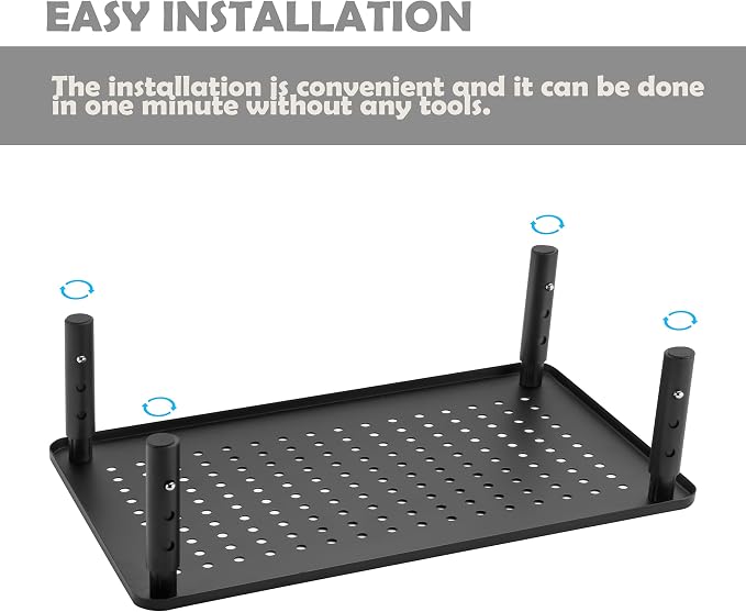 Monitor Stand for Desk Monitor Riser, Adjustable Laptop Riser, Desk Organizer Desktop Printer Laptop Storage Shelf, Mesh Metal Computer Item Stand (1 Piece)(14.5" Lx9.3 W)