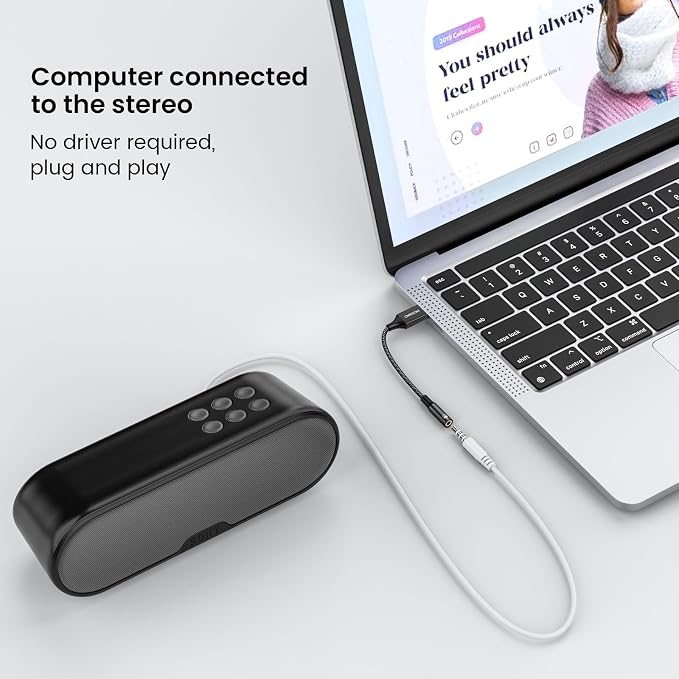 MOSWAG USB to 3.5mm Jack Audio Adapter 0.65Feet/20cm, External Sound Card Support Mic TRRS Headset with 3.5mm Aux Stereo Converter Compatible with Windows, PC, Laptop, Mac, Linux, Desktops, PS4