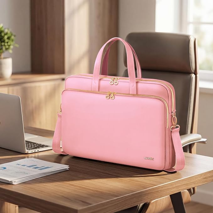 14 Inch Laptop Bag Case for Women Men Compatible with HP Chromebook OmniBook Envy/14 MacBook Pro M5/Dell Pro Inspiron XPS/Lenovo Yoga, Messenger Carrying Briefcase Computer Bag Case, Pink