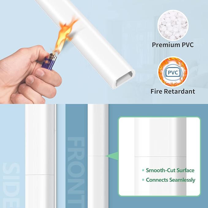 ZhiYo Wire Covers for 2 Cords, 43.7in Cord Hider on Wall Mounted, Brown Cord Cover Kit, TV Cable Cover Cable Concealer for Extension Cord, Ethernet Cable, Speaker Wire, 0.7in(W) x 0.4in(H)